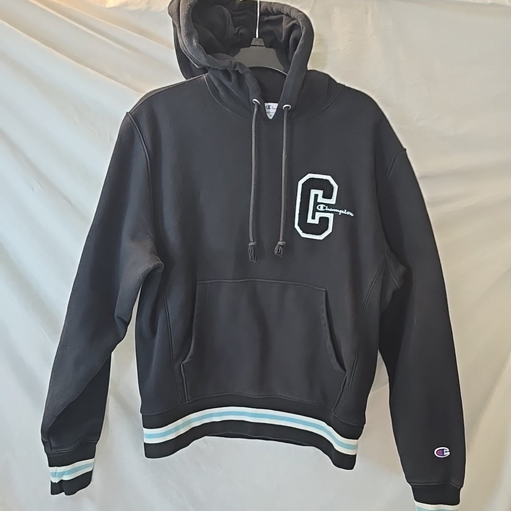 Champion Reverse Weave Loose Fit Hooded Sweatshirt Size Men's Medium Black
